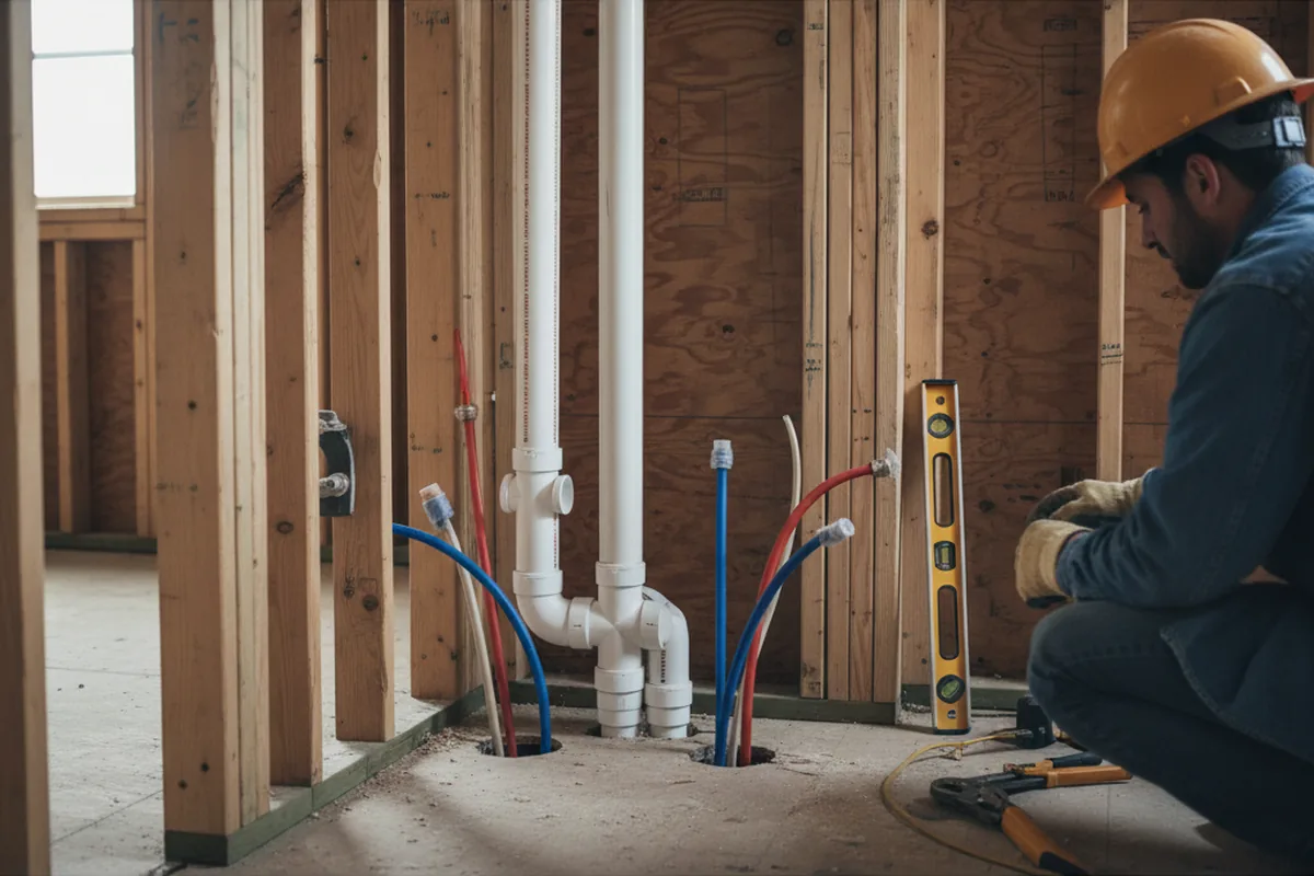 Drain and supply rough-in during Drain Cleaning in Wakefield